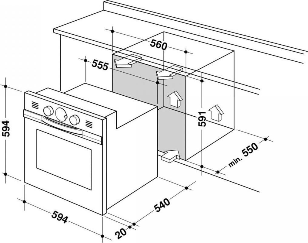 Ширина встраиваемого духового шкафа