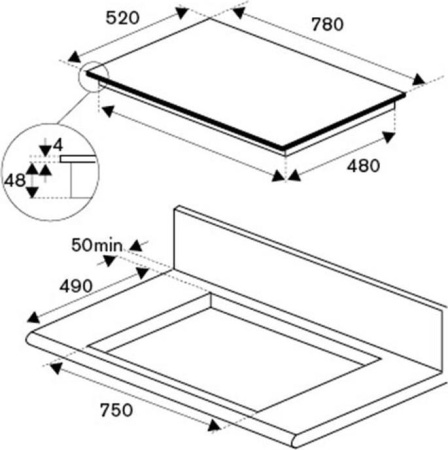 Варочная поверхность Bertazzoni P784IC1B2NEE