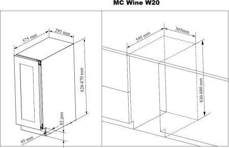 Винный шкаф MC Wine W20S [1, капельное]
