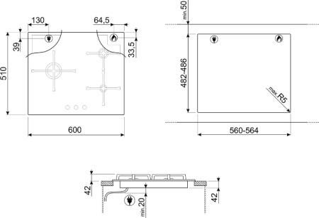 Варочная поверхность Smeg PV163N2