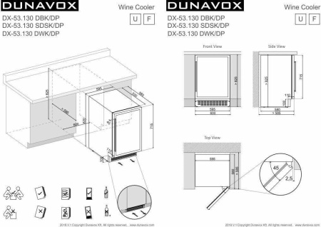 Винный шкаф Dunavox DX-53.130DBK/DP [1, капельное]