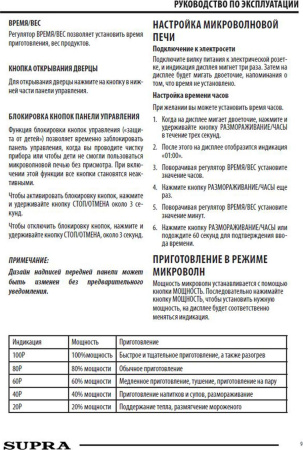 Микроволновая печь Supra 20TB42