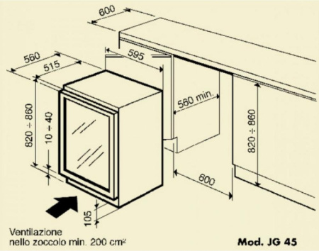Винный шкаф IP Industrie JG 45-6 AD CF [1, капельное]
