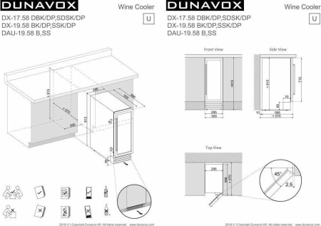 Винный шкаф Dunavox DX-17.58DBK [1, капельное]