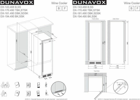 Винный шкаф Dunavox DX-143.468SS [1, No Frost]