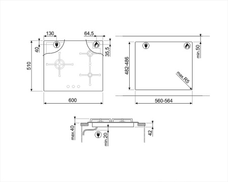 Варочная поверхность Smeg PV164B3