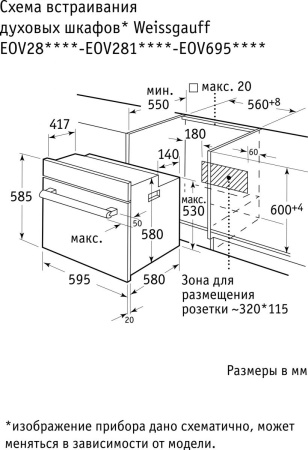 Встраиваемый духовой шкаф Weissgauff EOM 28 PDX
