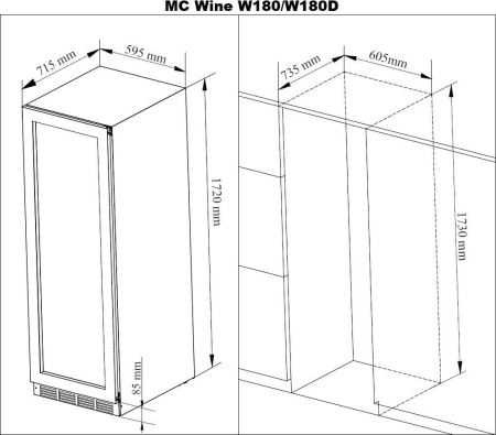 Винный шкаф MC Wine W180DB [1, капельное]