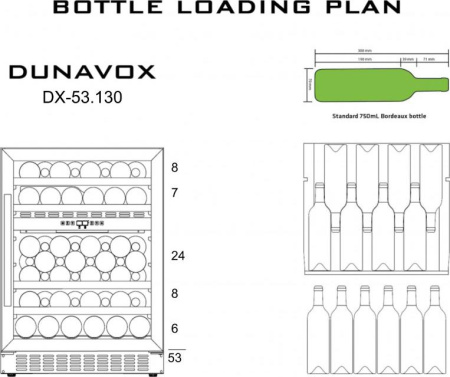 Винный шкаф Dunavox DX-53.130DBK/DP [1, капельное]