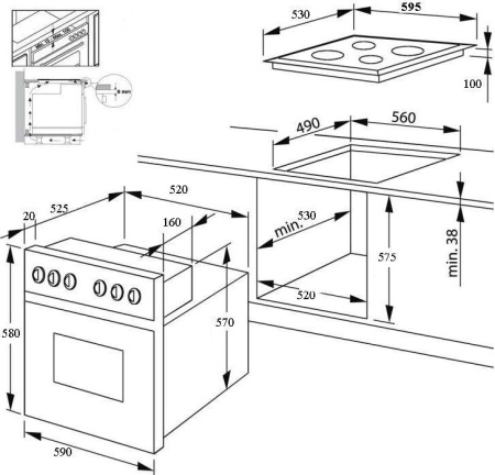 Встраиваемый духовой шкаф Ricci REO-630BL
